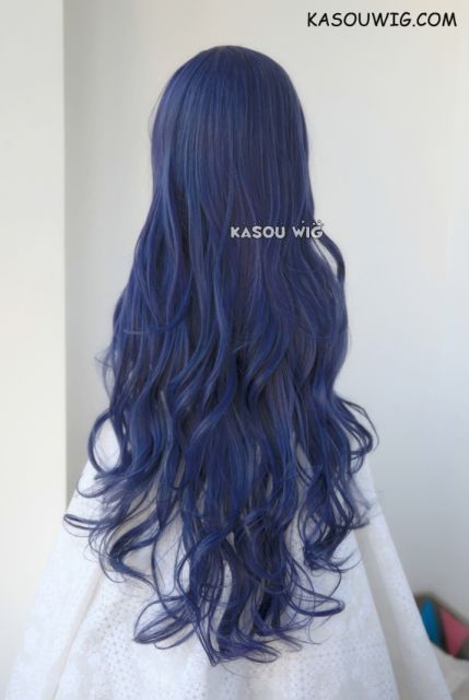 L-3 / SP03 deep blue long layers loose waves cosplay wig . heat-resistant fiber