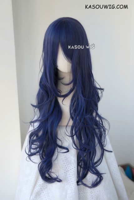 L-3 / SP03 deep blue long layers loose waves cosplay wig . heat-resistant fiber