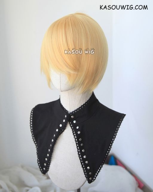 S-2 /  SP01 pastel yellow blonde short bob smooth cosplay wig with long bangs