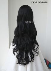 L-3 / KA032 jet black long layers loose waves cosplay wig . heat-resistant fiber