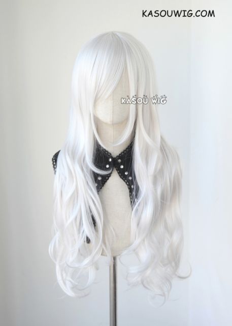 L-3 / KA002 silver white long layers loose waves cosplay wig . heat-resistant fiber