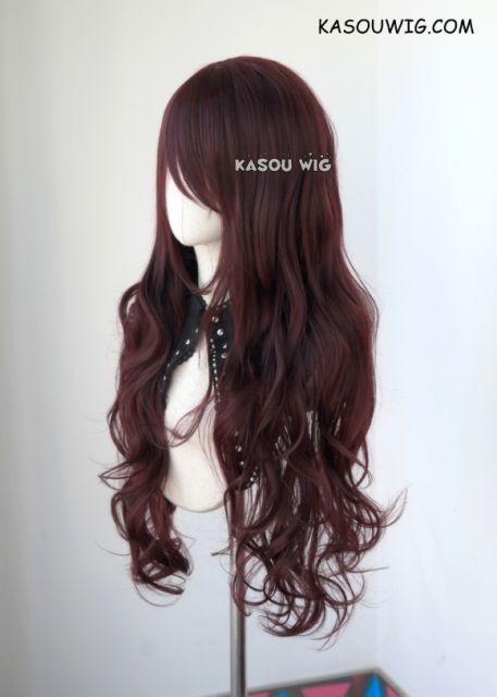 L-3 / KA058 dark reddish brown long layers loose waves cosplay wig . heat-resistant fiber