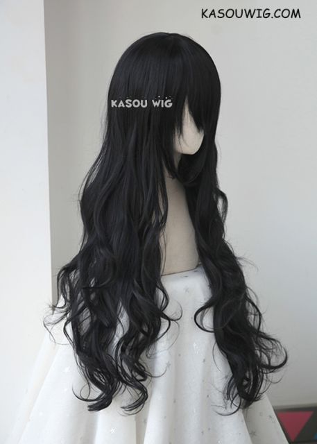 L-3 / KA032 jet black long layers loose waves cosplay wig . heat-resistant fiber