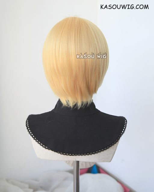 S-2 /  SP01 pastel yellow blonde short bob smooth cosplay wig with long bangs