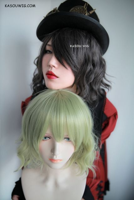 S-4 / SP09 snow dark gray beach waves lolita . harajuku wig with bangs .35cm .