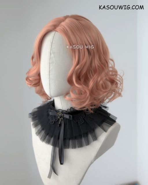 Persona 5 Haru Okumura dusty peach short curly cosplay wig