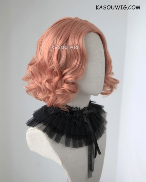 Persona 5 Haru Okumura dusty peach short curly cosplay wig