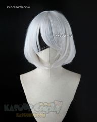 ( 2 colors ) NieR: Automata 2B short bob silver white cosplay wig with long bangs