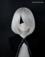 ( 2 colors ) NieR: Automata 2B short bob silver white cosplay wig with long bangs