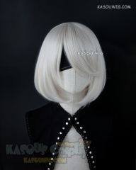 ( 2 colors ) NieR: Automata 2B short bob silver white cosplay wig with long bangs