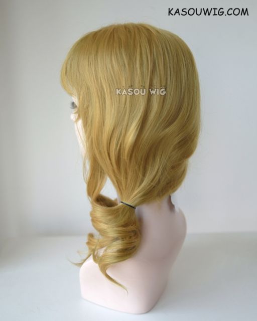 Gekkan Shojo Nozaki kun Yuzuki Seo wavy greenish-blonde shoulder length ponytail cosplay wig