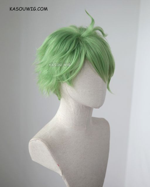 Danganronpa V3 Amami Rantaro blondish green pre-styled short wavy wig
