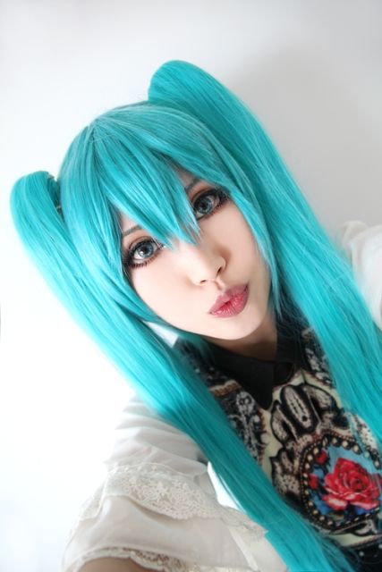 [ 2 COLORS ] 100cm / 39.5" Vocaloid Hatsune Miku long teal blue straight clip-on pigtail cosplay wig