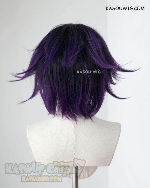 Danganronpa V3 Oma Kokichi short black purple ombre cosplay wig