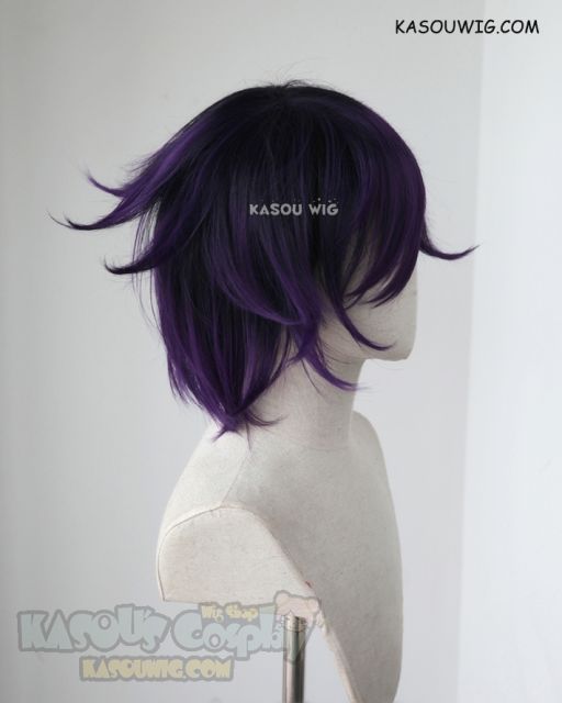 Danganronpa V3 Oma Kokichi short black purple ombre cosplay wig
