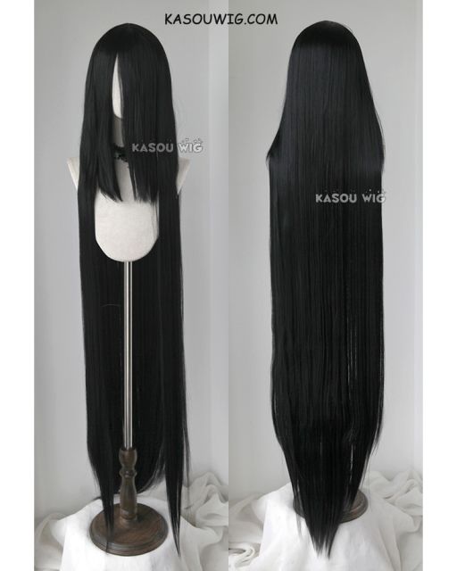 Houseki no Kuni Bortz 150cm / 59" long straight versatile jet black cosplay wig. KA032