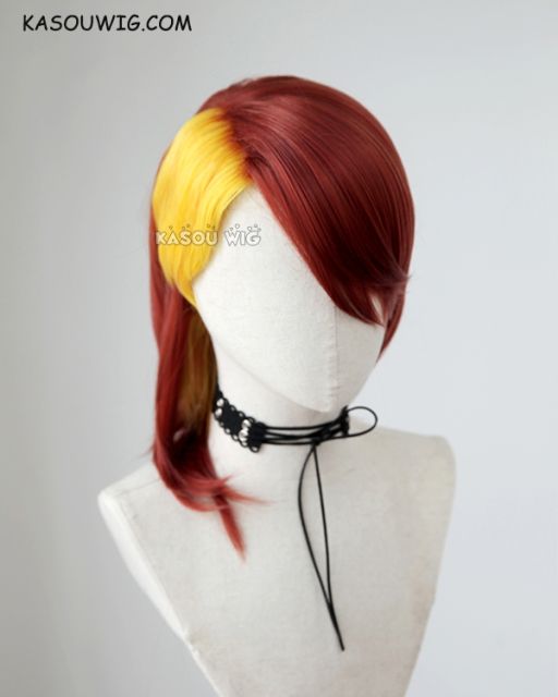 Houseki no Kuni Rutile umber red yellow split cosplay wig