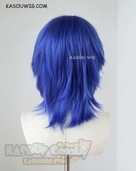 Kingdom Hearts Aqua short side-parted royal blue cosplay wig. KA050