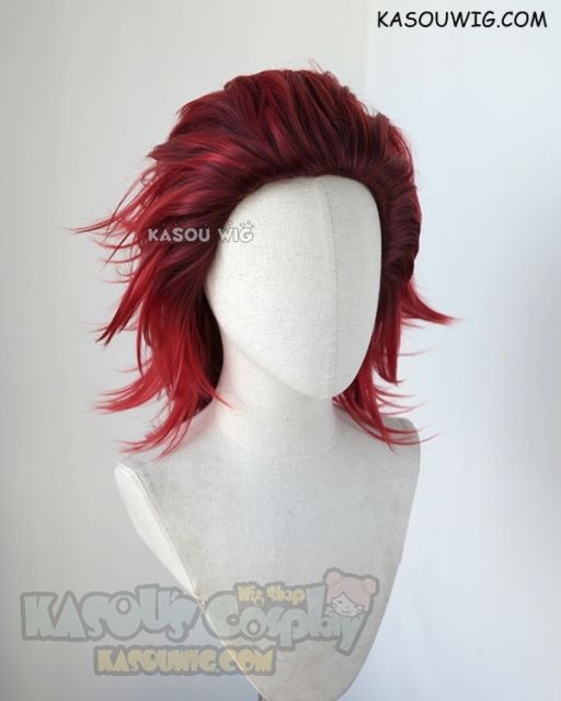 Kingdom Hearts Axel slicked back brown red ombre cosplay wig