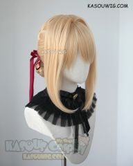 ( 2 options) Violet blonde braided buns wig with red ribbon