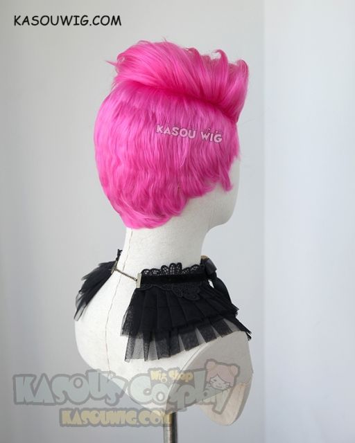 Overwatch Zarya short pre-styled pink cosplay wig
