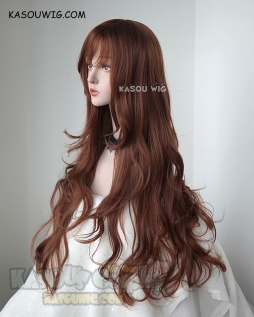 L-3 / KA026 Walnut Brown long layers loose waves cosplay wig . heat-resistant fiber