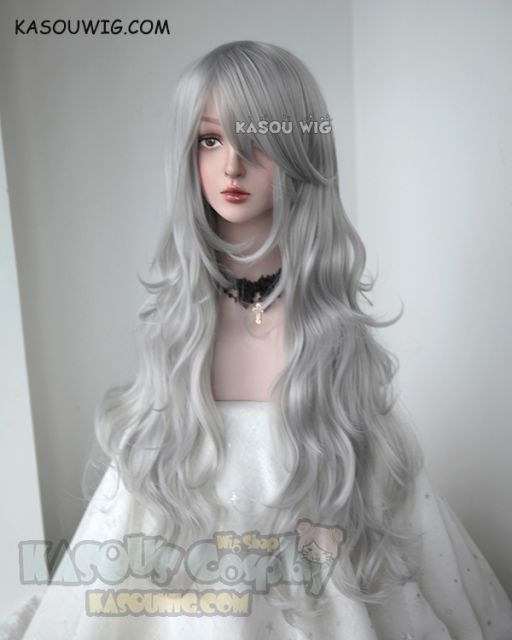 L-3 / KA003 light gray  long layers loose waves cosplay wig . heat-resistant fiber