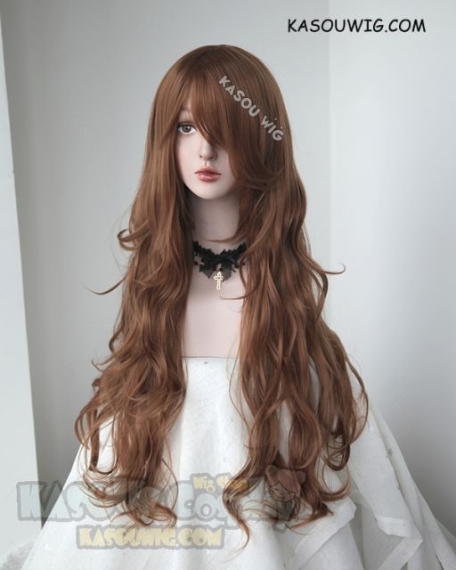 L-3 / KA024 light brown long layers loose waves cosplay wig . heat-resistant fiber