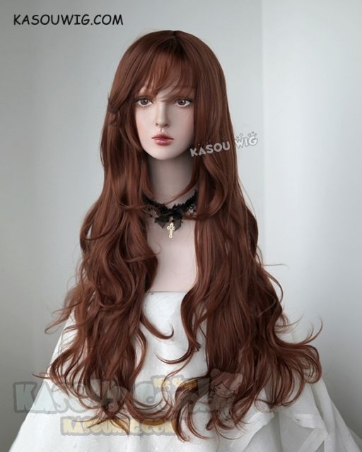 L-3 / KA026 Walnut Brown long layers loose waves cosplay wig . heat-resistant fiber