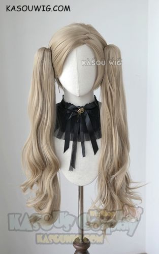 Persona 5 Takamaki Ann beige blonde clip on wavy pigtails. SP11