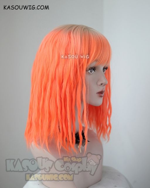 Leeloo Dallas neon orange dreadlocks cosplay wig with blonde roots