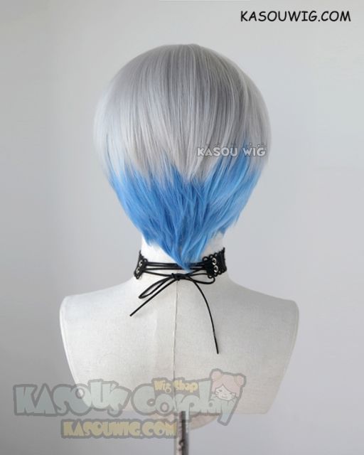 Ready Player One Parzival gray to blue ombre short cosplay wig