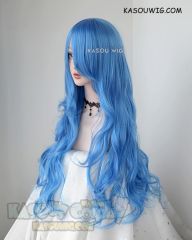 L-3 / KA048 dodger blue long layers loose waves cosplay wig . heat-resistant fiber