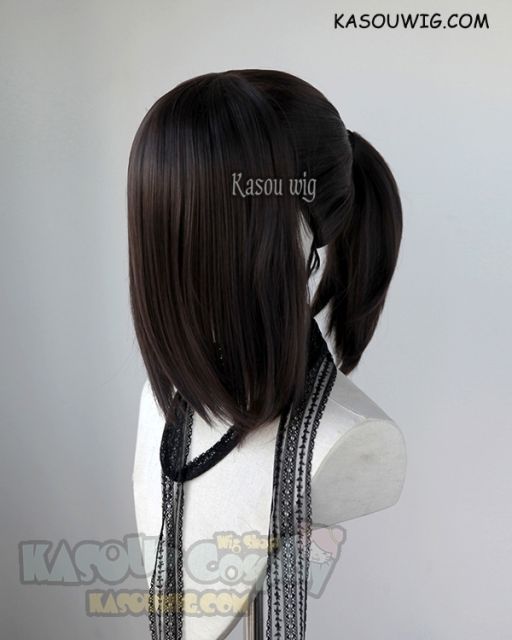 S-3 / KA031 Deepest Brown ponytail base wig with long bangs