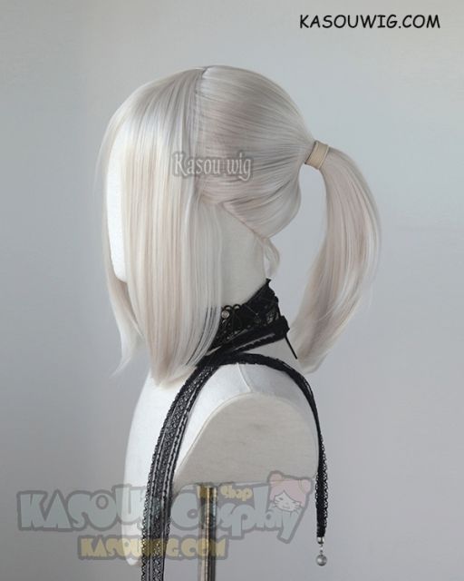 S-3 / SP05 Pearl White ponytail base wig with long bangs.