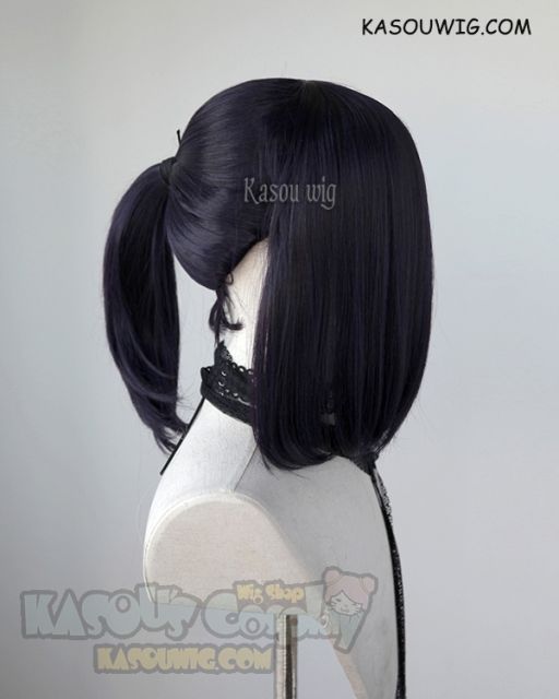 S-3 / SP31 deep purple ponytail base wig with long bangs.