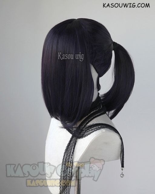 S-3 / SP31 deep purple ponytail base wig with long bangs.