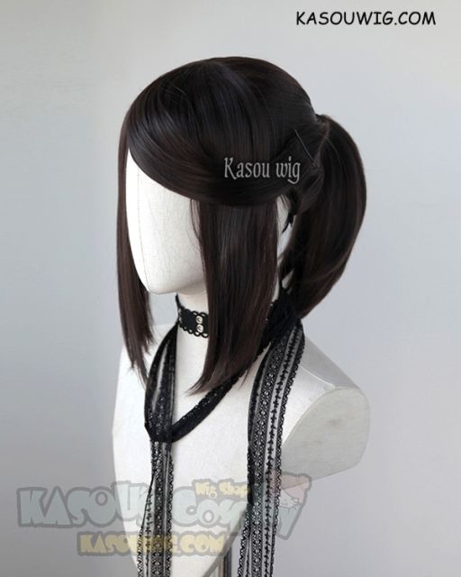 S-3 / KA031 Deepest Brown ponytail base wig with long bangs
