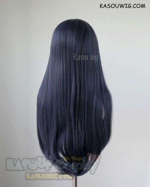 L-2 / SP03 deep blue 75cm long straight wig . Heating Resistant fiber