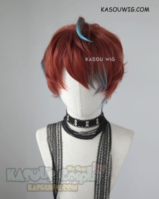 Hypnosis Mic Matenrou Doppo Kannonzaka short curly burnt umber red cosplay wig