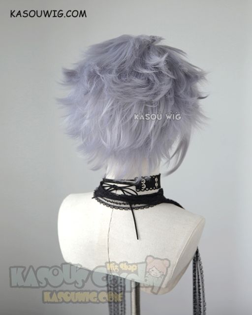 Kingdom Hearts III Riku short layered fluffy silver Lavender cosplay wig
