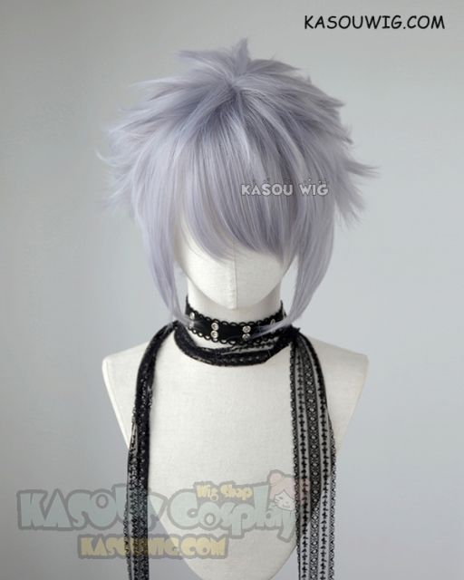 Kingdom Hearts III Riku short layered fluffy silver Lavender cosplay wig