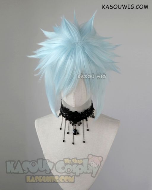 S-5  KA045 31cm / 12.2" short Light Cyan spiky layered cosplay wig