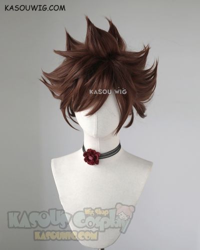 Kingdom Hearts III Sora short coffee brown spiky cosplay wig