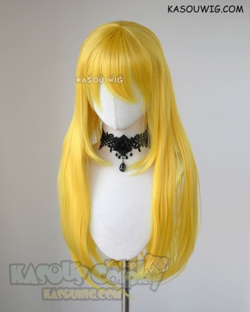L-2 / SP35 bright yellow 75cm long straight wig . Heating Resistant fiber
