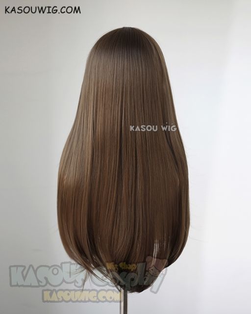 L-2 / KA025 Raw Umber brown 75cm long straight wig . Heating Resistant fiber