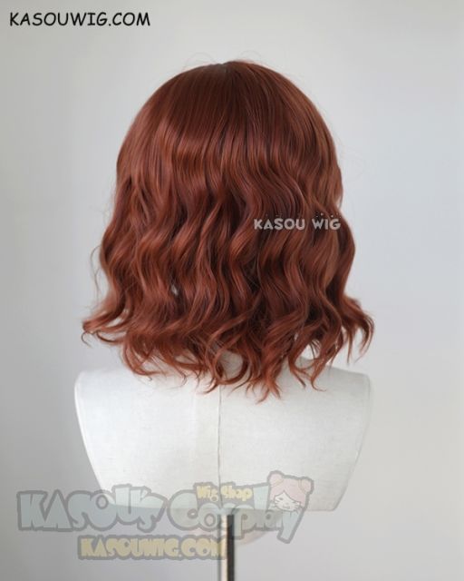 S-4 / KA044 auburn red loose beach waves lolita . harajuku wig with bangs .35cm .