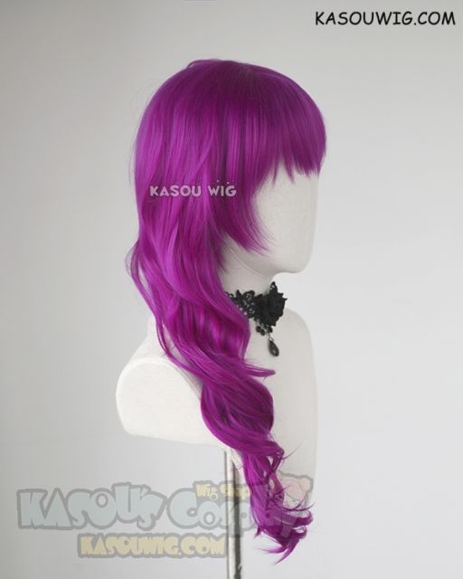 League of Legends KDA Evelynn Red Violet Purple 70CM long curly wig