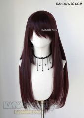 L-2 / KA058 dark reddish brown 75cm long straight wig . Heating Resistant fiber