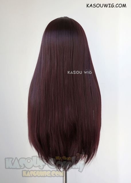 L-2 / KA058 dark reddish brown  75cm long straight wig . Heating Resistant fiber